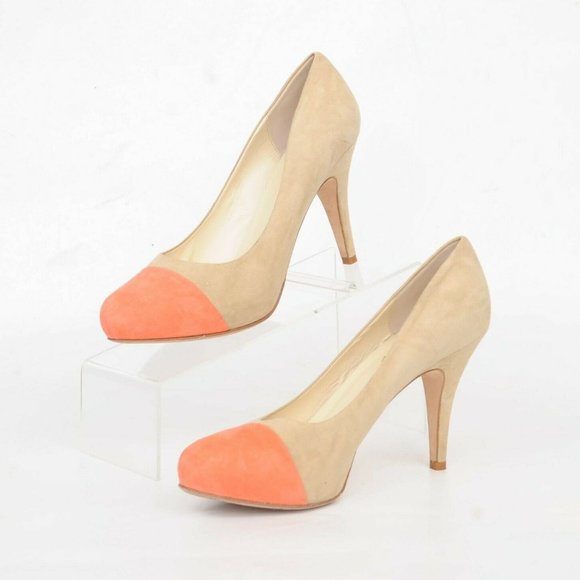 bettye muller Shoes - Bettye Muller x Simply Soles Beige Suede Melon Cap Toe High Heel Women 8.5 Italy